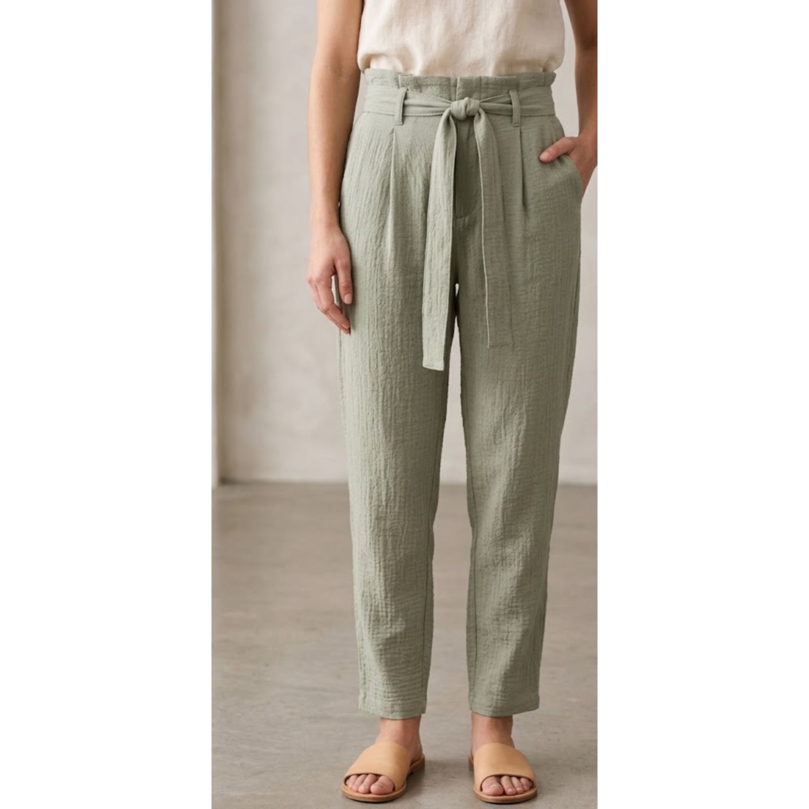 A New Day Paper Bag Crinkle High Waist Ankle Pants Women's Size Small